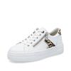 Rieker Platform Laced Trainer - White Leopard Combi